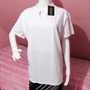 Xioker - Golf Polo Shirt Collarless Short Sleeve Tennis Running T-Shirts V-Neck